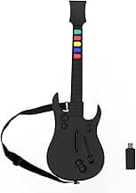 NBCP Guitar Hero Controller PC, Wireless PS3 /PC Guitar Hero Guitar with Dongle for Clone Hero, Guitar Hero 3/4/5 Rock Band 1/2 Games Black