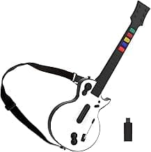 DOYO Wireless Guitar Hero Controller for PC and PS3, Guitar for Guitar Hero 3/4/5 and Rock Band 1/2 Games with Strap (5 Keys/White)