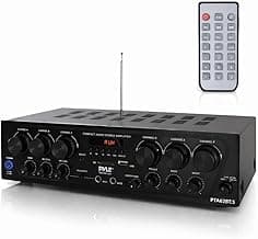 Pyle Bluetooth Wireless Home Amplifier System - Upgraded 6 Channel Audio, 750 Watt Power, Easy Karaoke, Stereo Receiver w USB-A, Micro SD, Headphone, 2 Microphone Input w/Echo, Talkover for PA