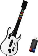 NBCP Wireless PC Guitar Controller – Compatible with Clone Hero, GH III, World Tour & Rock Band, Plug & Play 2.4G USB Connection – White