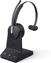 Yealink WH64 DECT & Bluetooth Wireless Mono Headset, 606ft Long Range Work Headphones, 3X Noise Cancelling Mic, 26H Calls, Office Single On Ear Headsets (Desk Phone,PC,Cellphone) for Teams Zoom UC