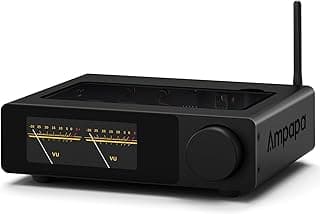 2 Channel Bluetooth Amp: HiFi 300W x2 Stereo Amplifier with BT 5.2 | HPF | Digital VU Meter | SUB Pre-Out | TRS Balanced Input | Tone Control & Remote for Home Theater Bookshelf Speakers (D1)
