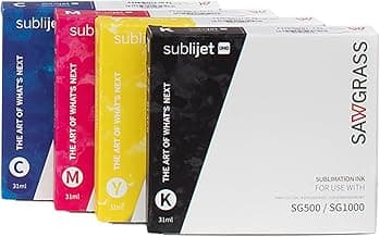 Sawgrass SubliJet UHD Sublimation Ink Cartridge - Black, Cyan, Magenta, Yellow 4 Pack - High-Performance Ink for SG500 & SG1000 Sublimation Printers - Long-Lasting, High-Viscosity Gel Ink
