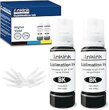 ANKINK Sublimation Ink Autofill Bottles Refill for Ecotank ET-2800 ET-2803 ET-2850 ET-2720 ET-2760 ET-4800 ET-15000 ET-2400 ET-3760 ET-4760 Heat Press Transfer on Mugs T-Shirts ICC-Free, 2 Black