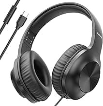 Upgraded USB C Wired Headphones, Over-Ear Type C Headphones with Microphone, HD Stereo Sound, Volume Control, Foldable USB Type C Headphones for Adults/Teens//Tablets/Computer/iPhone/Travel(Black)