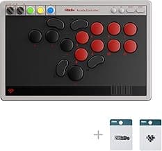 8Bitdo All-Button Arcade Controller for Switch/Switch 2 & Windows – Bluetooth, 2.4G, Wired Connectivity, Low-profile Mechanical Switches, 4 Programmable Buttons with fast-mapping, Hot-swappable PCB