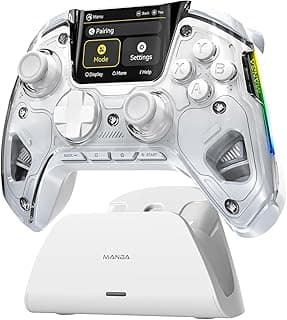 ManbaOne Interactive Screen Wireless Gaming Controller for PC/Switch/Switch 2/iOS/Android,Hall Effect Stick & Trigger,RGB Lighting,Remappable Buttons,1800mAh with Charging Dock (White)