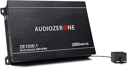 AUDIOZERONE Car Audio Amplifier ZE1000.1 2000W Monoblock Class D MOSFET Subwoofer Audio, 1-4 Ohm Stable, Low Pass Crossover, Mosfet Power Supply, Stereo