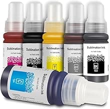 6 Colors Sublimation Ink Refillable for ET-8550 ET-8500 Wide-Format Supertank Printers (6x70ML,BK/PK/C/M/Y/GY)