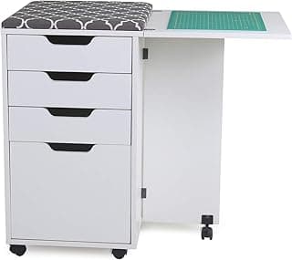 Kangaroo Kiwi Sewing Storage Rolling Caddy and Ironing Station – Mobile Craft Storage Cabinet with Ironing Surface & Shelves
