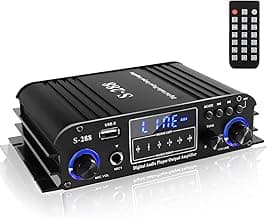 Romicta 4 Channel Bluetooth 5.0 Stereo Amplifier, 50Wx4 Home Audio Stereo Receiver, 1200W Max, USB/SD/FM, Class D HiFi Power Amp for Home Theater, Car & Karaoke, Includes Remote & Power Adapter