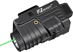 EZshoot 800 Lumens Pistol Light Laser Combo Rechargeable, Pistol Flashlight with Slidable Rail Compatible with Glock and Picatinny Rail, Gun Light with Green Laser Beam