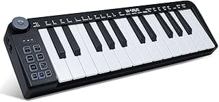 M-VAVE 25 Keys Mini Keyboard – Professional Beat Maker and Keytar for Keyboard Music Production Builtin Battery Wireless Connect Black