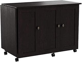 Sauder Miscellaneous Storage Easy Rolling Sewing and Craft Table/Cart/ Pantry cabinets, Cinnamon Cherry finish