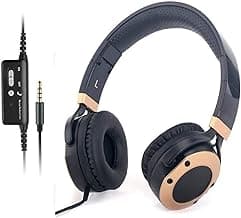 MONODEAL Active Noise Cancelling Headphones with Microphone and Airplane Adapter, Folding and Lightweight Travel Headsets, Hi-Fi Deep Bass Wired Headphones with Carrying Case