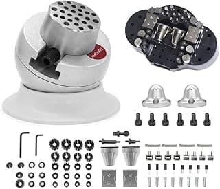 Katway Ball Vise - 3 Inch Engravers Vise with Self-Centering Jaw, Rotational Brake, 360° Rotation, 78 pcs Engraving Setting Tool Accessories, Stainless Steel A04C