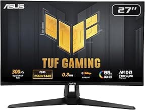 ASUS TUF Gaming 27” 1440P Monitor (VG27AQM5A) - QHD (2560x1440), 300Hz, Fast IPS, Extreme Low Motion Blur Sync, 0.3ms, Speaker, 95% DCI-P3, Shadow Boost, DisplayWidget Center, 3 yr Warranty