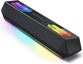 Deeyaple Computer Speakers, 40W PC Speakers for Desktop Monitor with Bluetooth 5.3 & USB Audio, HiFi Stereo Gaming Soundbar with Custom EQ Software, Dynamic RGB Lighting for Laptop, PS4, PS5, Black.