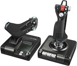 Logitech G Saitek X52 Pro Flight Control System, Controller and Joystick Simulator, LCD Display, Illuminated Buttons, 2xUSB, PC - Black/Silver