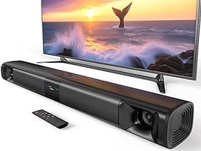 Sound Bar for Smart TV, 80W Soundbar with Four Woofers, Dual Horn Tweeters, 2.0 Channel TV Speaker, 2 in 1 Detachable Design, BT/ARC/AUX/Optical Connection, Surround Sound System for TV