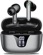 Wireless Earbuds Bluetooth Headphones, 50H Playtime Ear Buds with Mic, LED Digital Display Charging Case, IPX7 Waterproof, Deep Bass Stereo, in-Ear Earphone for iPhone Andriod Phone - Ink