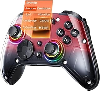 GUSGU G7 Wireless Gaming Controller with Interactive Screen, 1000Hz Polling Rate, Hall Joysticks & Triggers, 4 Programmable Buttons, Compatible with PC, Switch1, PS4, iOS, Android, Red
