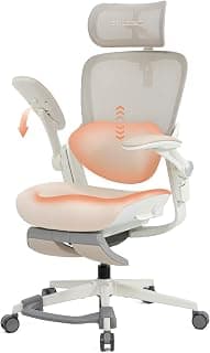 CabLady S2 Petite Office Chair for Women & Small Frames - 330lb Capacity, 4D Adjustable Lumbar/Headrest, Flip-Up Arms & Footrest, Ergonomic Desk Chair