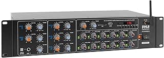 Pyle 12-Channel Wireless Bluetooth Power Amplifier - 6000 Watts Maximum Power Output, Multi-Zone Audio Source Mixer Receiver with USB, SD, AUX Inputs, and Digital LED Display Panel - PT12050CH.5
