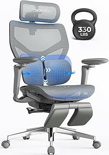 Ergonomic Office Chair with Lumbar Support - Over 10 Hours Sitting Comfortable, Mesh Big and Tall Home Computer Desk Chairs, 4D Headrest, 2-Gear Footrest, 630° Armrst, Seat Depth Adjustable