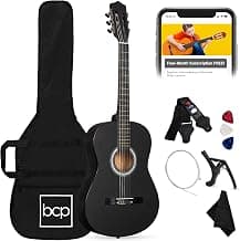 Best Choice Products 38in Beginner All Wood Acoustic Guitar Starter Kit w/Gig Bag, 6 Picks, Nylon Strings, Strap w/Pick Holder - Matte Black