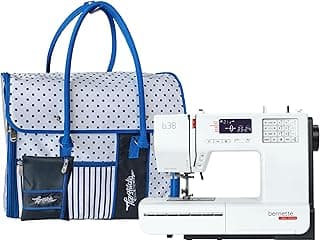 Bernette B38 Computerized Sewing Machine with LCD Display | 394 Stitch Patterns, Auto Needle Threader, LED Light | Includes Stylish Polka Dot Carrying Bag