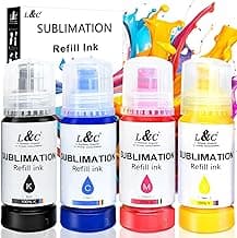 Sublimation Ink for Epson ET2400 ET2720 ET4800 ET-2803 ET-2800 ET-2840 ET-4700 ET-2760 ET-2750 ET-2850 ET-15000 Inkjet Printers Sublimation Ink Refilled Bottles for Heat Transfer Mug T Shirts