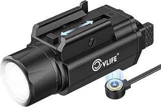 CVLIFE 1500 Lumens Pistol Flashlight Magnetic Rechargeable, Gun Light for Pistol with Quick Install Adjustable Rail, Picatinny Flashlight with Strobe Function