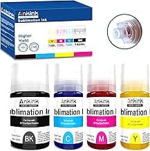 Ankink Sublimation Ink Autofill for Ecotank ET-2800 ET-2803 ET-2850 ET-2720 ET-2760 ET-4800 ET-15000 ET-2400 ET-3760 ET-4760 Heat Press Transfer on Mugs T-Shirts Anti-UV ICC-Free