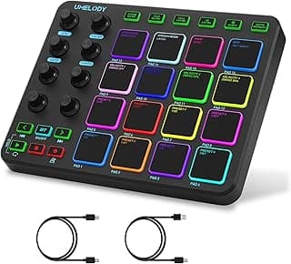 JP-1 MIDI Pad Controller with Wireless Connection, 16 RGB Beat Pads for Music Production, Portable Beat Maker for Beginners, Finger Drumming, Sampling, Looping on Laptop, Tablet, Phone