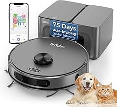 Robot Vacuum and Mop Combo, Mapping Robotic Vacuums Cleaner with 75 Days Self-Emptying, LiDAR Navigation Smart & Strong Suction, WiFi/App/Alexa/Voice Control, Quiet for Home Pet Hair Hard Floor Carpet