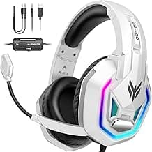 YPBDAN Gaming Headset for PS5, PS4, Xbox Series X|S, Xbox One, PC, Switch, Mac - RGB Over-Ear Headphones with 7.1 Surround Sound, Noise Cancelling Mic, 50mm Drivers & Memory Earmuffs for Nintendo 64