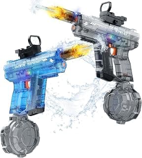 Vmiya Electric Water Gun 2 Pack for Adults and Kids, Light Up Automatic Squirt Gun Watergun, 800CC Large Capacity, 26-33 FT Long Range, Summer Outdoor Beach Pool Party Toy Gift