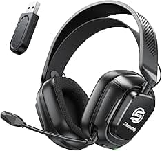 2.4GHz Wireless Gaming Headset for PC, PS5, PS4, Switch & Mac, Bluetooth Headset with Noise Canceling Microphone, Low-Latency Stereo Audio, 50mm Drivers, Up to 50H Battery, Lunar Black