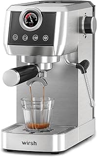 wirsh Espresso Machine,20 Bar Semi-Automatic Espresso Maker with Milk Frother Steamer&Touch Screen,Compact Stainless Steel Expresso Machine for Latte & Cappuccino,42oz Tank,UPGRADE