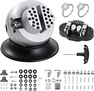 VEVOR Ball Vise, 3" Engraving Setting Tool, 360° Rotation Engraving Block Vise, 70 PCS Attachment Jewelry Engraving Block Tools Standard Block for Gemstone Inlay and Small-Scale Engraving