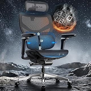 Ergonomic Office Chair with Lumbar Support - Over 10 Hours Sitting Comfortable, Mesh Big and Tall Home Computer Desk Chairs, 4D Headrest, 630° Armrst, Seat Depth Adjustable, 330 LBS