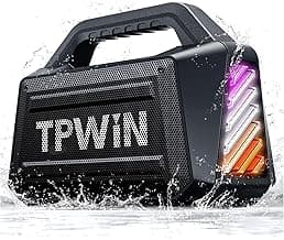 Bluetooth Speaker - 80W Loud Rugged Outdoor Speakers, IPX6 Waterproof, 20H Playtime, Deep Bass, Lightshow, TWS, BT 5.3 Wireless, Portable for Travel Hiking Camping Beach Pool - Black