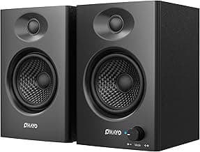 OHAYO 60W Computer Speakers for Music and Gaming, Active Bluetooth 5.3, Stereo 2.0 Speakers for Desktop PC or Laptop, 3.5mm Aux RCA USB Input, 1 Pair, Black