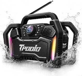 Rugged Jobsite Bluetooth Speaker – 160W Peak, 120dB Loud, FM Radio, IPX6 Waterproof | 24H Battery, 28W PD Fast Charge 2.5H, Heavy Duty Portable TWS Stereo for Outdoor, Garage, Tailgating