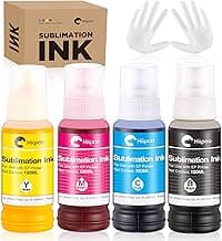 Hiipoo Sublimation Ink Refilled Bottles Work with ET-2720 ET-2760 ET-2800 ET-15000 ET-2803 ET-2850 ET-3760 ET-4800 ET-4760 Inkjet Printer Heat Press Transfer on Mugs T-Shirts Pillows Phone Case