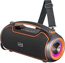 Portable Bluetooth Speakers Wireless, 200W MAX Loud Outdoor Speaker with Deep Bass, IP65 Waterproof, BT5.4, USB-C, RGB Lights, for Party, Camping, Beach, Large Workshop, Garage, 24H Playtime