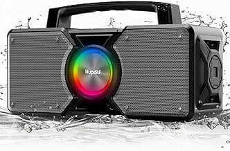 Hupoaf Speakers Bluetooth Wireless,160W Max Loud Bass Outdoor Speaker, IPX7 Waterproof, Boombox Sound, All Day Battery, Wireless TWS Pairing Speaks Portable for Party, Outsides, Beach,Garage