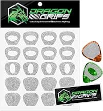 Dragon Grips Guitar Pick Grips, Pack of 20, Non Slip Guitar Picks Textured for Better Control & Endurance, Ideal for Sweaty Hands, Live Performances, & Beginners, Clear