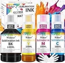Sublimation Ink 440ML Auto Refill for ET-2800 ET-15000 ET-2803 ET4800 ET2400 ET8550 ET-2850 ET-4950 WF7710 WF-7820 etc.Inkjet Printers Heat Press Transfer on Mugs、Cloth、Phone Cases etc.